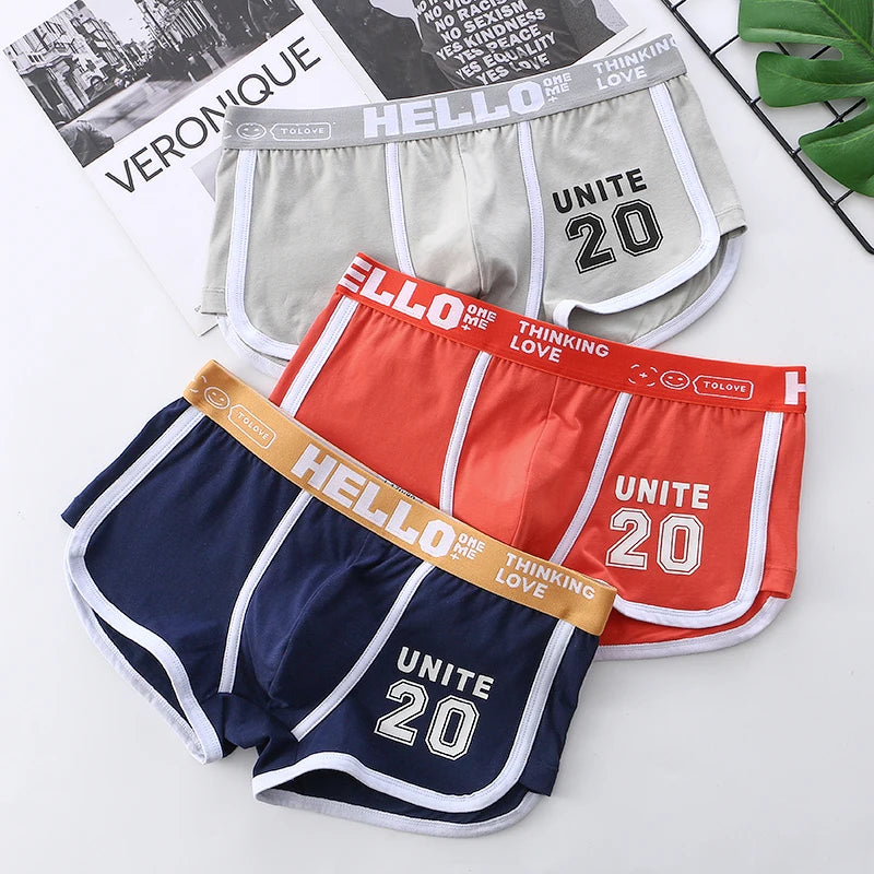 1/3pcs Men Underwear Sports Boxer Shorts Cotton Solid Color Sexy Panties Fashion Breathable Comfortable Underpants Man U Convex