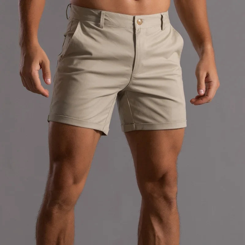 2021 New Summer 100% Cotton Solid Shorts Men High Quality Casual Business Social Elastic Waist Men Shorts 10 Colors Beach Shorts