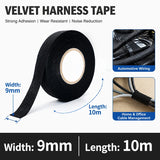 Automotive Wiring Harness Tape Black Fabric Cloth Tape Adhesive Insulation Electrical Tape 9/15/19/25mm Width 10/25M Length