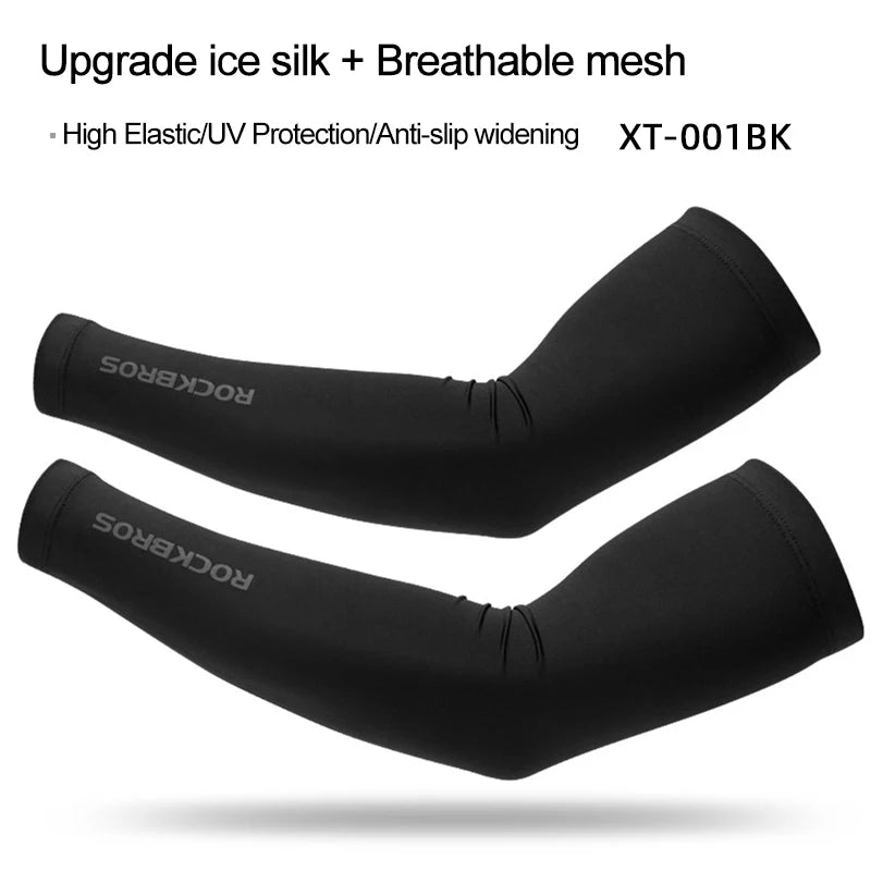 ROCKBROS Ice Fabric Running Camping Sleeves Breathable Sleeve Quick Dry Arm Protect UV400 Arm Cover Summer Sports Safety Gear