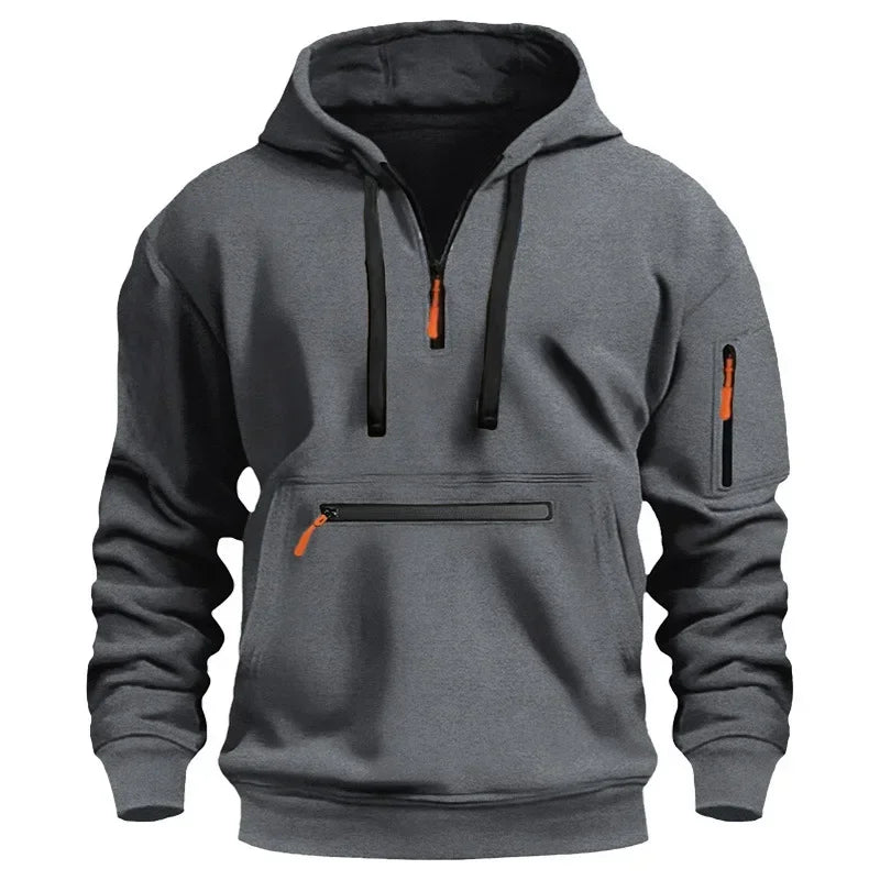 2025 New Men's Hoodies Winter Hooded Shirt Wear Fleece Multi Pocket Fashion Tops Hoody Loose Oversized Pullover Man Clothing
