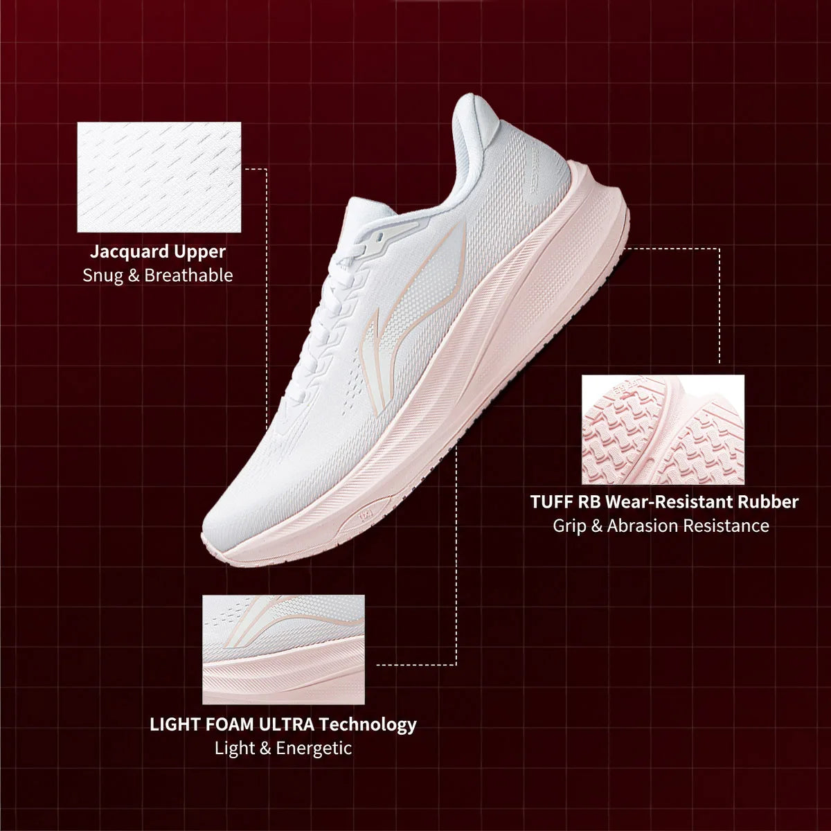 Li-Ning Women's RED HARE 9 Racing Running Shoes LIGHT FOAM ULTRA Breathable Stable Anti-slip LiNing Training Sneakers ARPW004