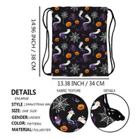 Practical Creative Drawstring Bag Portable Cartoon Pumpkin Halloween Backpacks Polyester Foldable Sports Gym Sack Travel Storage