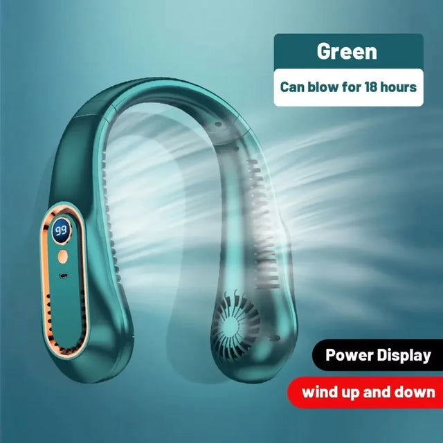 2026 New 5-Speed Neck Fan Portable Fan with 720° Dual-Sided Cooling Wind Digital Display USB Rechargeable for Outdoor Gym Office