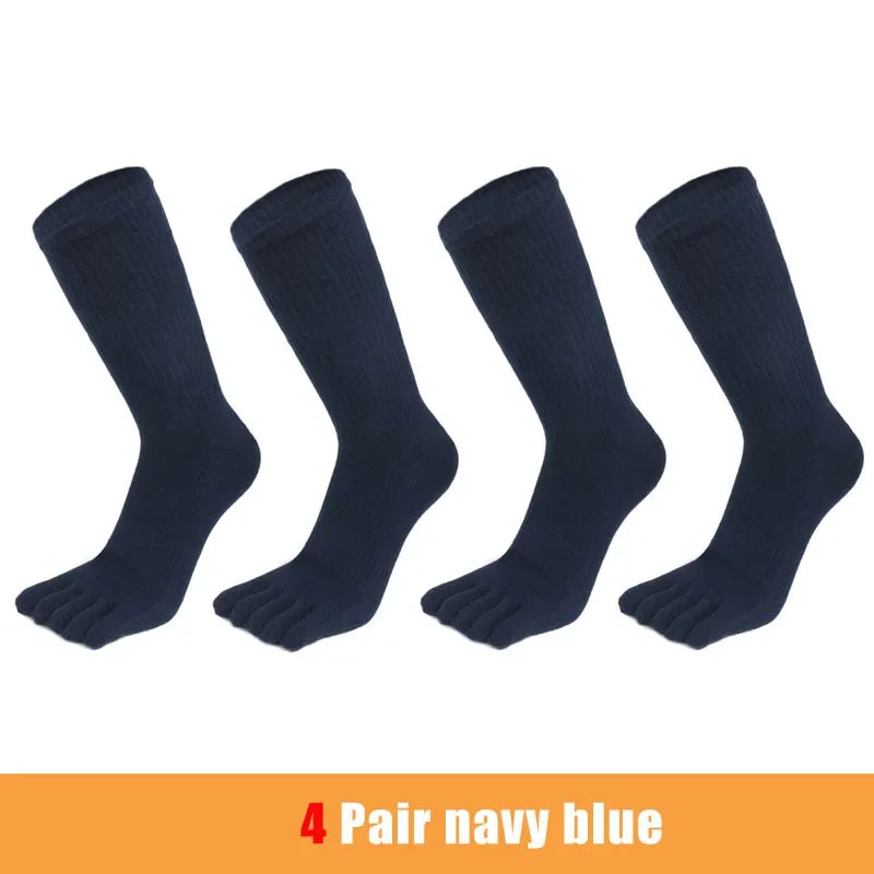 4 Pairs Man Toe Socks Long Sport Plus Large Cotton Compression Mesh Sweat-Absorbing Outdoor Bike Run Hiking Five Finger Sock Boy
