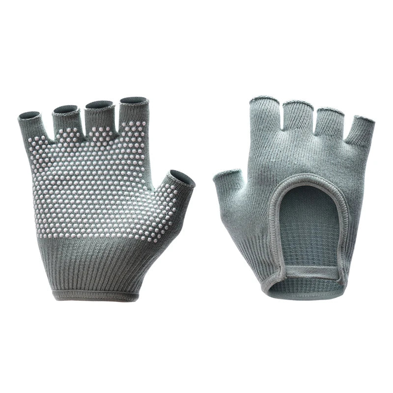 Women Anti-slip Yoga Gloves Cotton Fitness Half Finger Gloves Breathable Outdoor Cycling Bicycle Pilates Sports Fishing Gloves