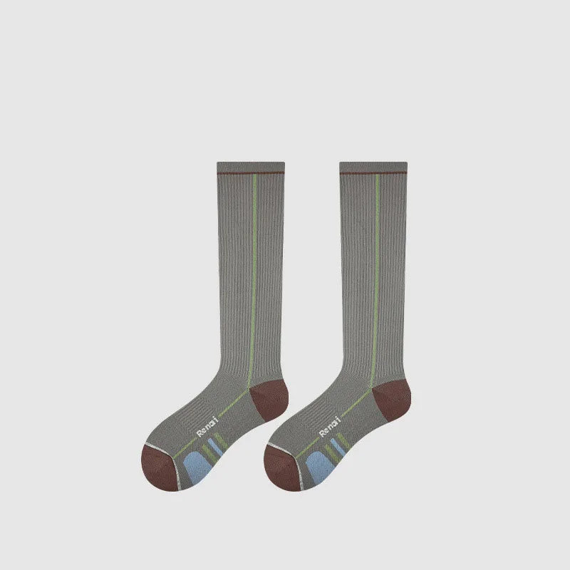Women's Summer Autumn Thin Mid-Calf Compression Socks Anti-Slip Breathable Seamless for Yoga Running Fitness Hiking for Lady
