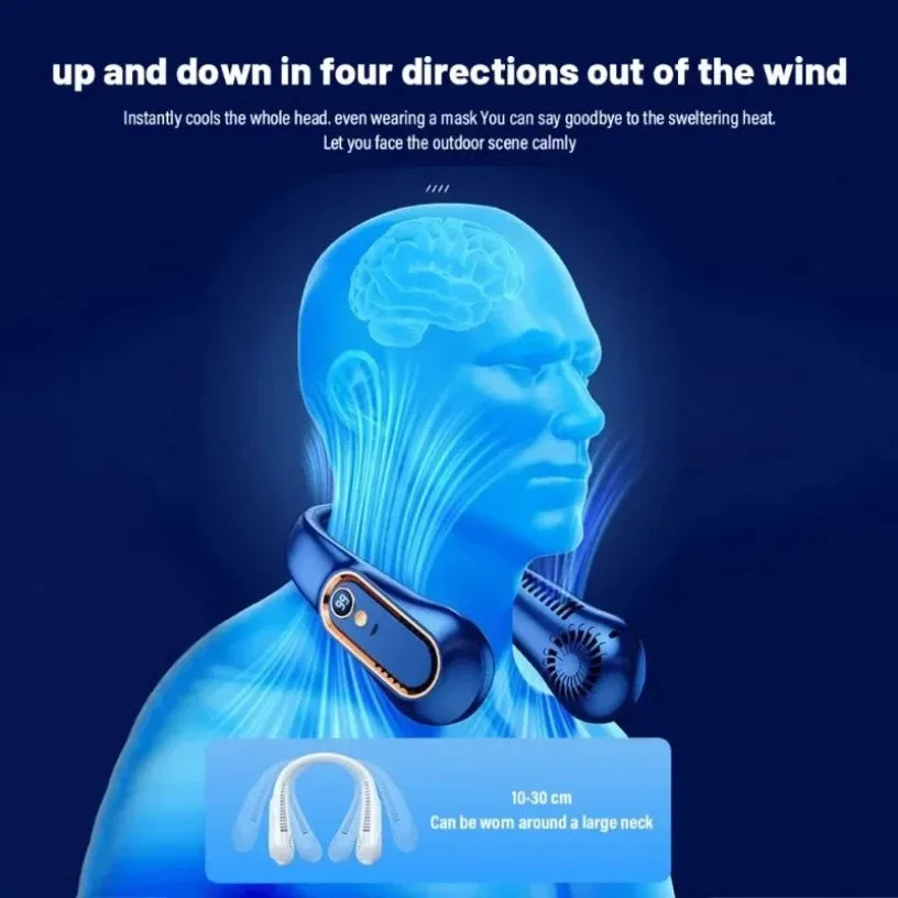 2026 New 5-Speed Neck Fan Portable Fan with 720° Dual-Sided Cooling Wind Digital Display USB Rechargeable for Outdoor Gym Office