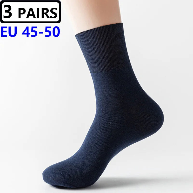 3 Pairs Plus Size EUR 45-50 Prevent Varicose Veins Socks Mens Diabetics Patients Cotton Loose Mouth Sock Man Women Comfort Meias