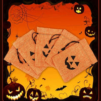 5pcs Halloween Ghost Festival Linen Drawstring Bag Christmas Party Decor Candy Jewelry Storage Gift Packing Sack Pouch