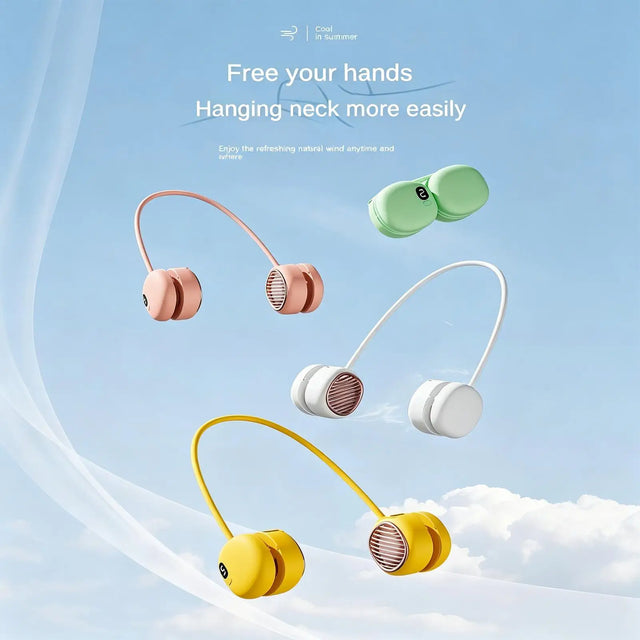 New Portable Neck Fan, Foldable Mini USB Fan, Rechargeable 1200-2000mah Cooling Wind Fans, Personal Silent Neckfan For Sports