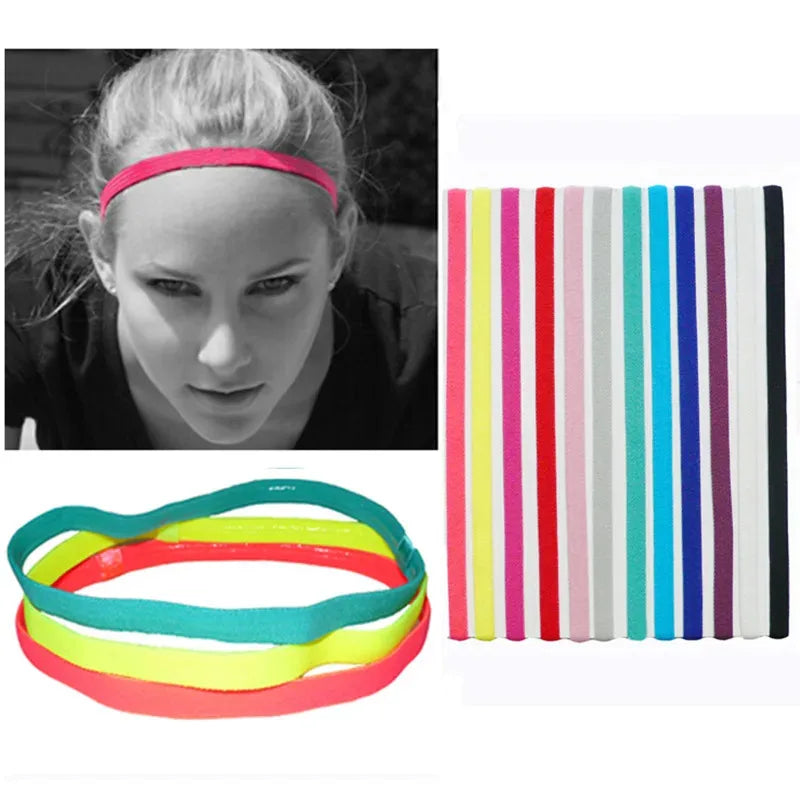 1/5pcs Candy Color Women Men Yoga Hair Bands Sports Headband Girls Sport Anti-slip Elastic Rubber Sweatband Football Running