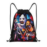 Custom Horror Movie Terrifier Drawstring Bag for Shopping Yoga Backpacks Women Men Halloween Clown Sports Gym Sackpack