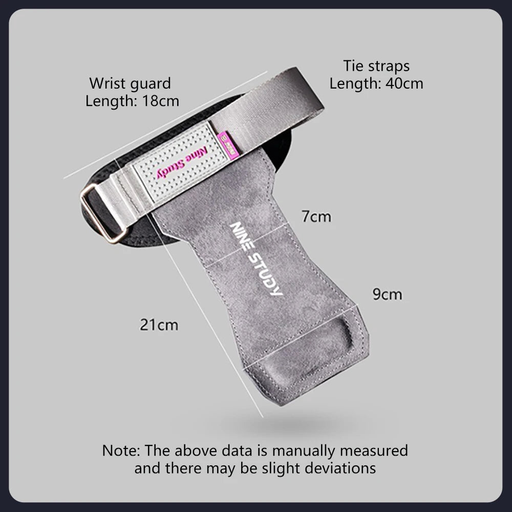 1 Pair Premium Anti-Slip Wrist Wrap Lifting Straps Grips Fitness Gloves for Gym Training Deadlifting 3 Layer Leather