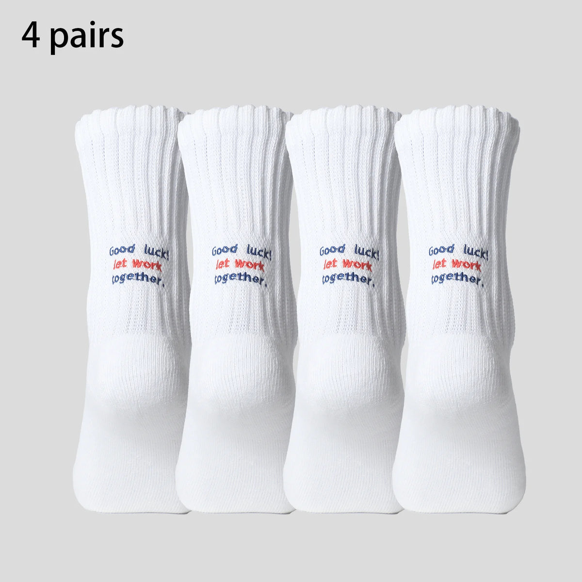4 Pairs Men's Cotton Work Socks Cushioned Long Running Breathable Ankle Crew Socks Casual Socks for Men Cycling Socks