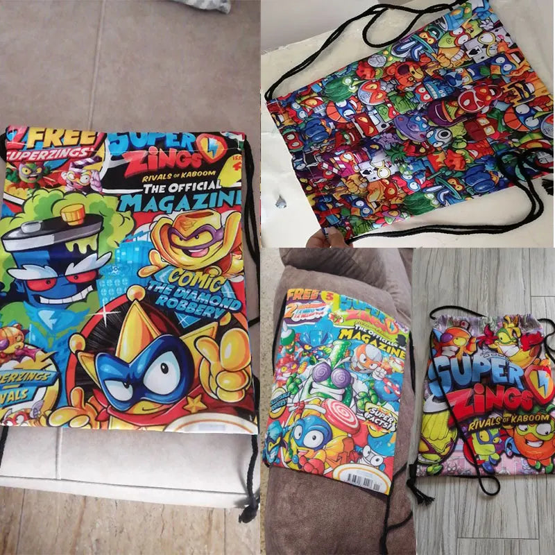 Cartoon Super Zings Drawstring Bag Boys  Girls Casual Backpack Youth Lightweight Super Zings Printing Bags Storage Bag Gift
