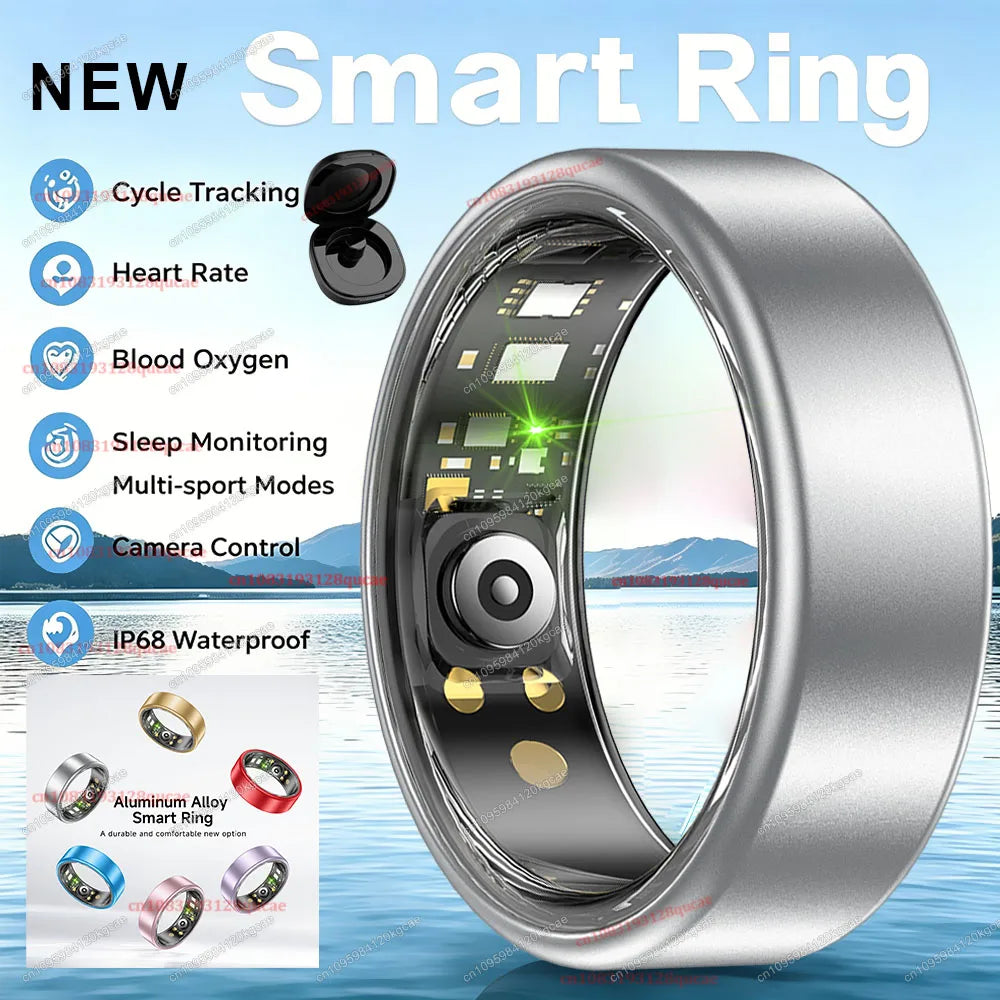 2026 New Smart Ring Heart Rate Blood Pressure Sleep Monitoring Motion Tracking IP68 Waterproof Men Women Smart Ring Holiday Gift