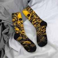 Harajuku Retro Cartoon Skull Print Casual Men's Socks Comfortable Breathable Non-slip Socks Street Hip-hop Crew Socks Fun Gift