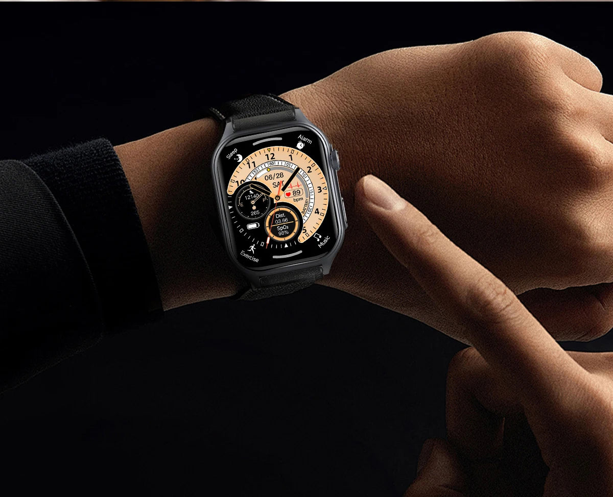 GE500 Nano SIM Card 4G B1 B3 B5 B8 HD Calling for Calling ECG SmartHealth Management Watch Leather Answer Calls Fitness Tracker
