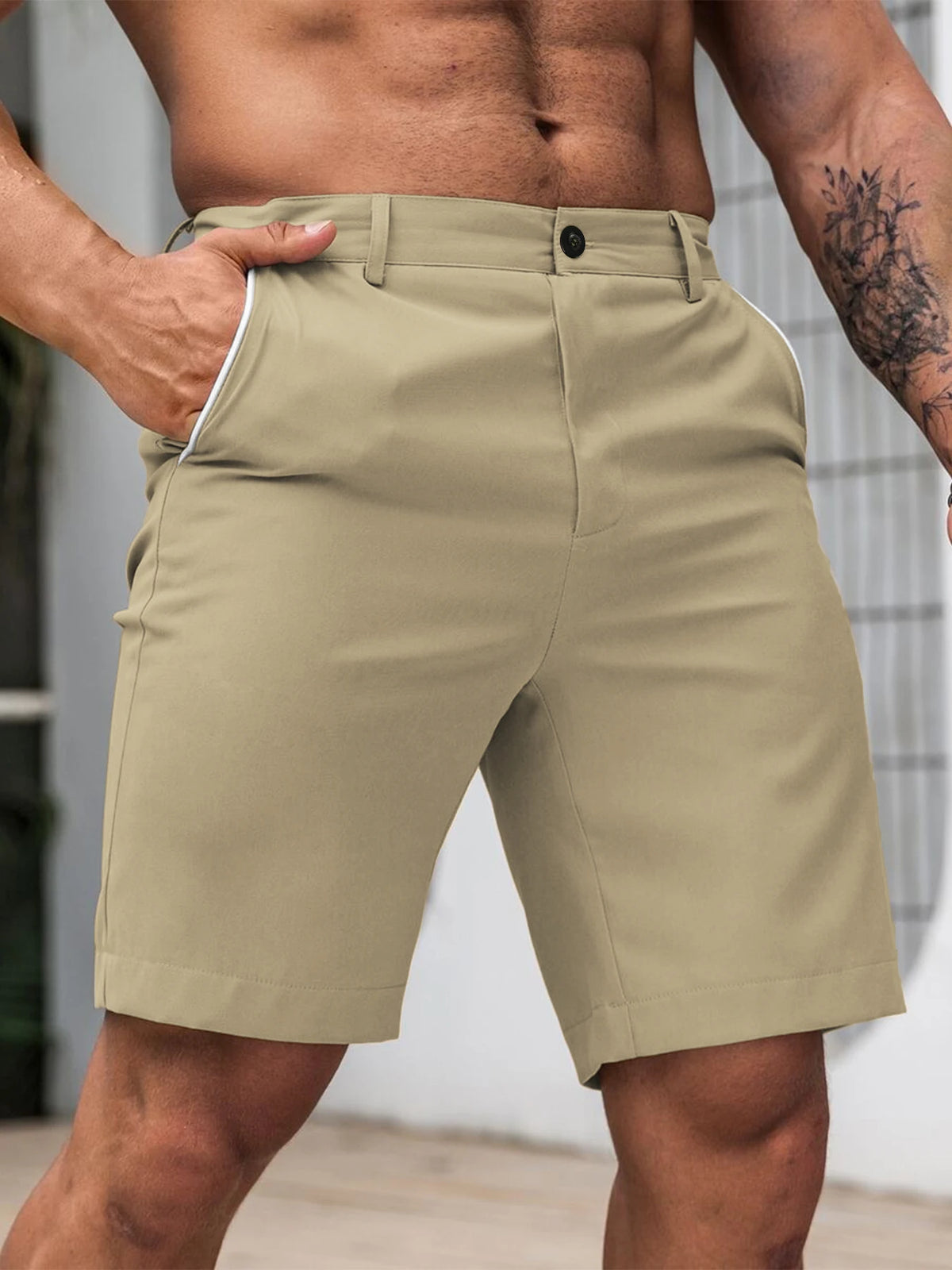 Men's British Style Suit Workwear Shorts Summer Hot Selling Casual Straight Leg Solid Color Golf  shorts