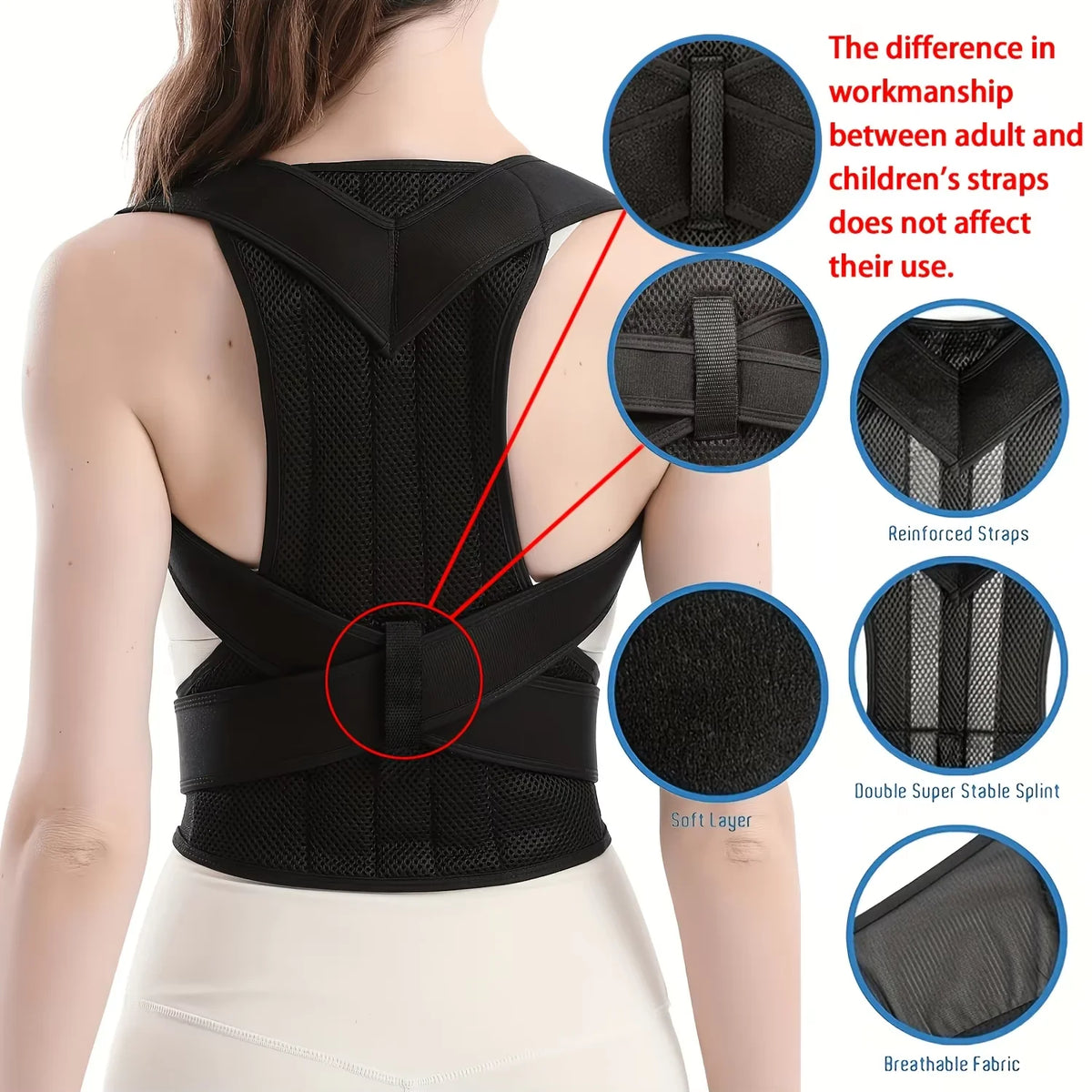 Reinforced Belt Lumbar Column Posture Corrector Vest Adjustable Back Support Strap Shoulder Spine Brace Neck Stretcher Trainer