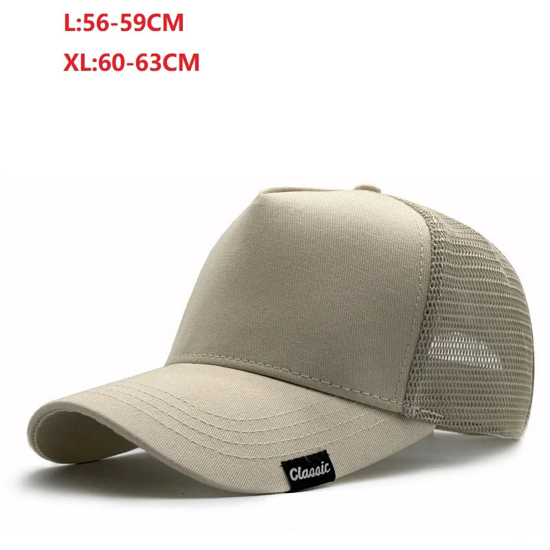 Summer Big/Small Head Mesh Baseball Cap Outdoors Large Sun Caps Oversize Plus Size Trucker Hat 55-60cm 60-65cm
