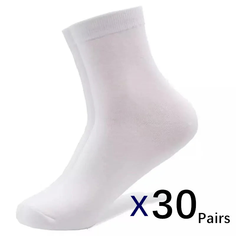 30Pairs/ Men's Socks Business Black Mid Tube Socks Soft Men's Polyester Cotton Socks Breathable Summer Autumn Gift Men's Socks