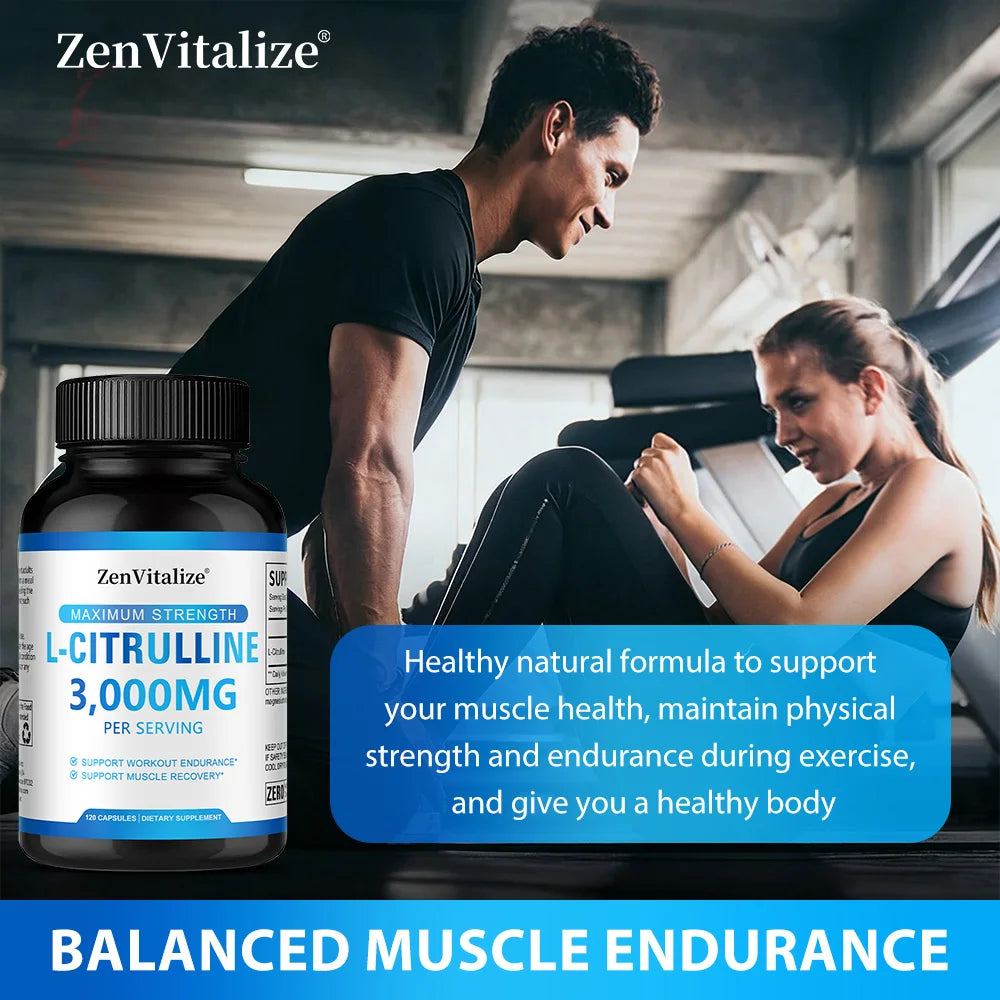 L Citrulline 3000mg Supplement Capsules for Men & Women - Muscle Recovery & Workout Endurance - Vegan, Non-GMO