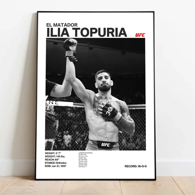 Black and White Boxing Legends ILIA TOPURIA Canvas Poster Boxing Fighting Canvas Print Painting Wall Decor for Gym Home Decor
