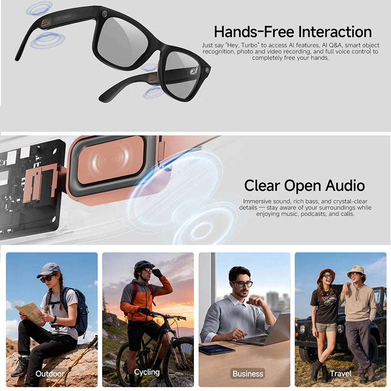 Upgraded HD5-ultra AI Smart Glasses AI Real-time Translation 800W Pixel Camera Photo Video Recording 300 Mah Smart Glasses 2026