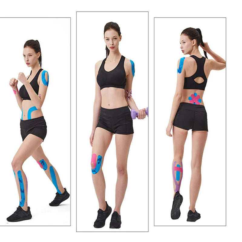 1 Rolls Kinesiology Tape Waterproof Athletic Tape Uncut Kinetic Tape Elastic Muscle Knee Tape for Exercise and Daily Use 3 Size