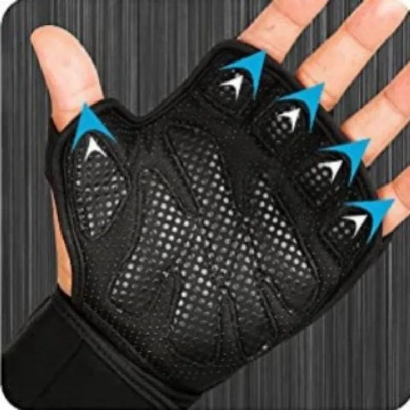 Fitness Gloves Weightlifting Half Finger Wrist Gloves Leather Thickened Silicone Cycling Gloves