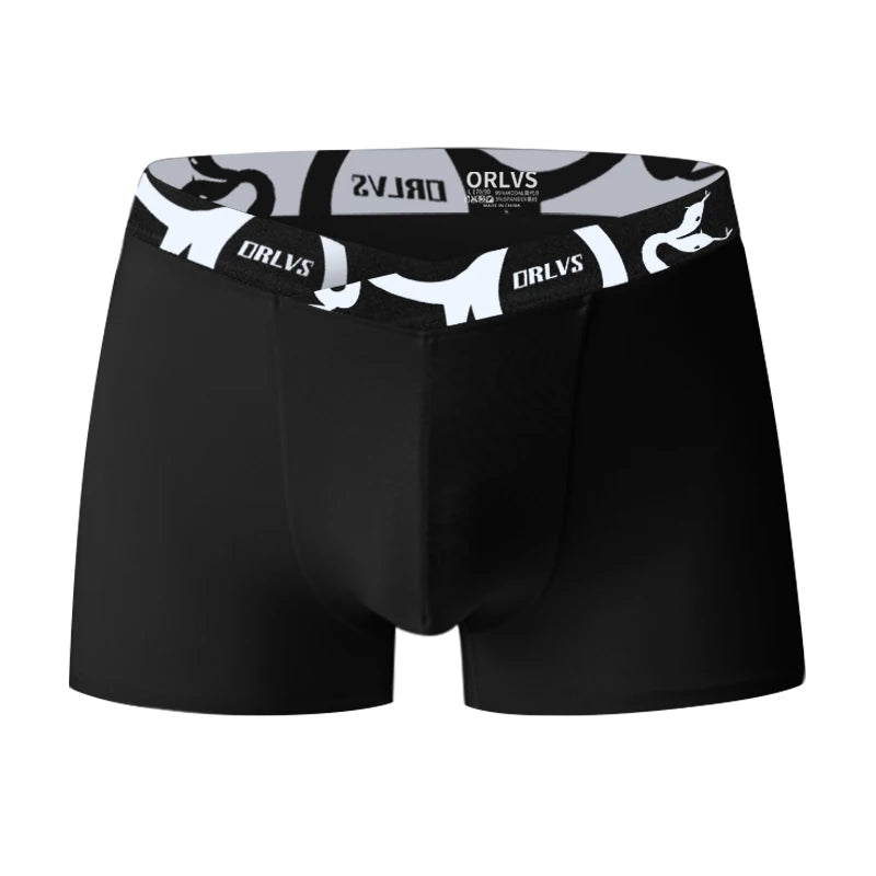 ORLVS Soft Modal Men's Underwear Big V Cut Boxer Briefs No Roll Waistband Trunks with Double Layer Crotch for Daily & Sports