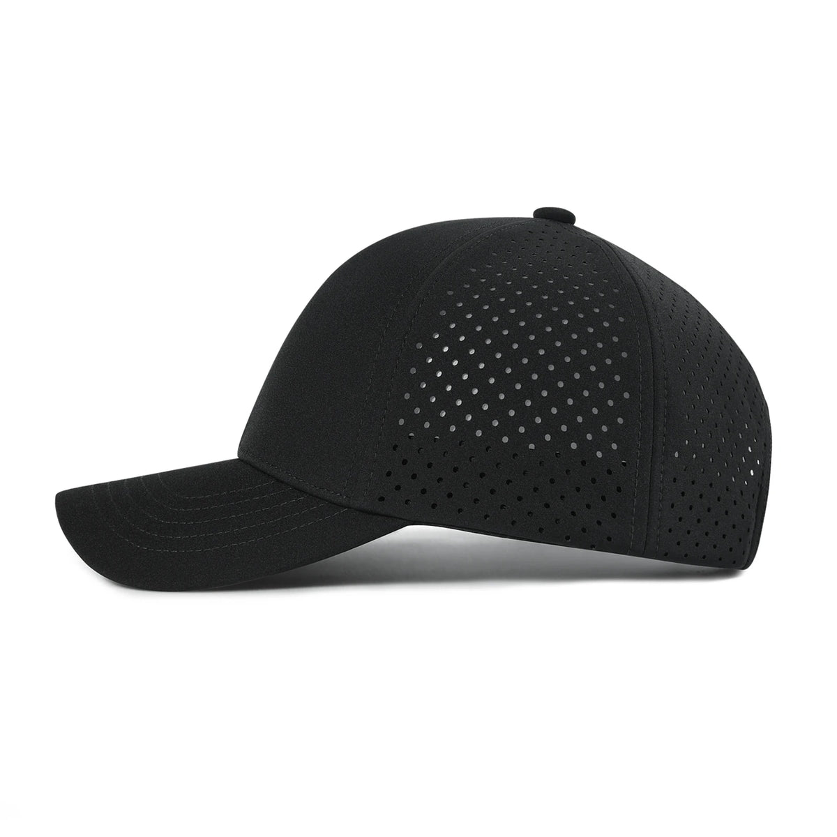 VOBOOM Men Quick Dry Baseball Cap Laser Cut Mesh Ball Curved Brim Snapback Hat Outdoor Running Travel Black Hat