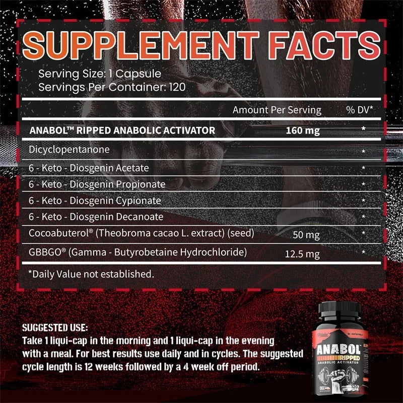 Muscle Builder Capsules - Helps Increase Strength, Endurance, Protein Synthesis, Build Muscle Mass, Abs, Energy