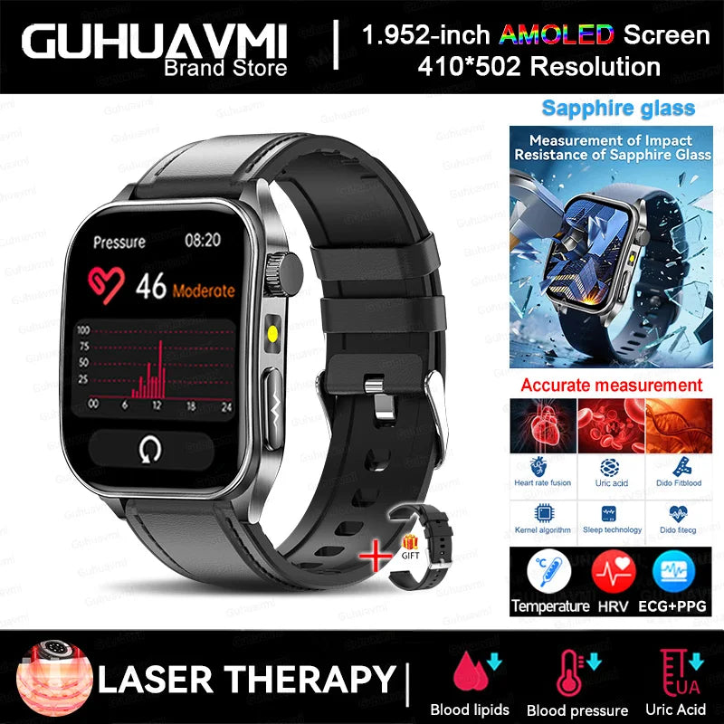 2026 New Non-Invasive Laser Treatment Three High Smart Watch  ECG+PPG Blood Fat Uric Acid Health Diagnosis Smart Watches For Man