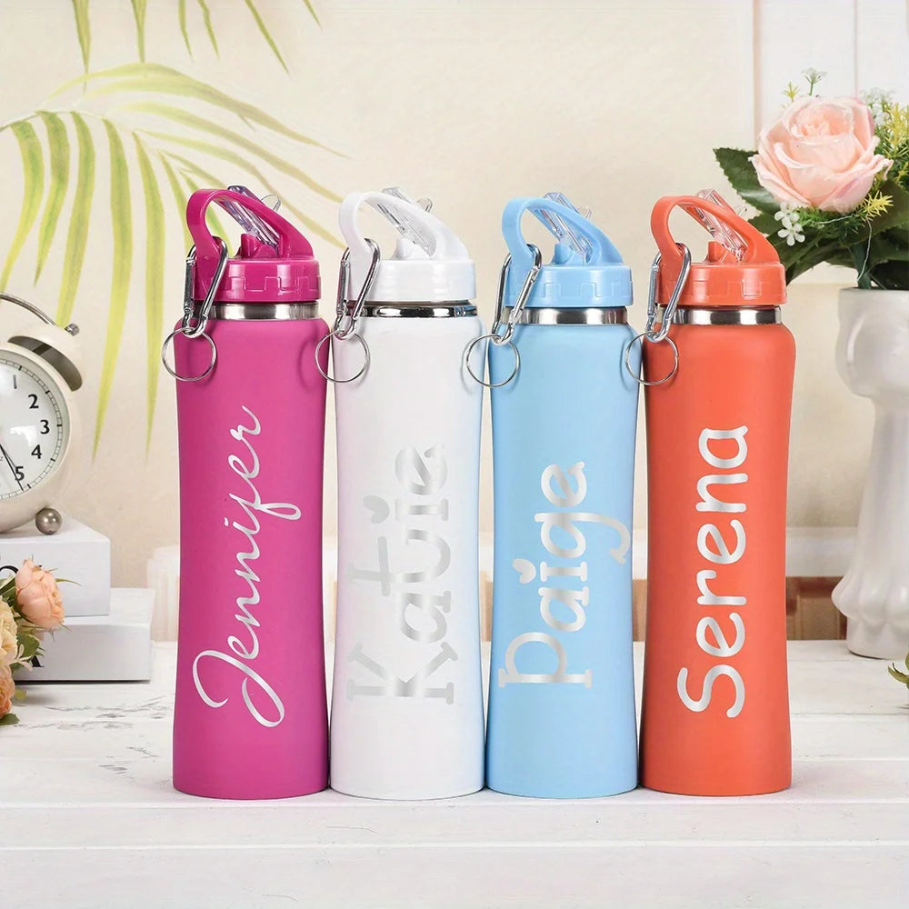 Personalized Insulated Stainless Steel Water Bottle with Straw, Engraved Fitness & Cycling Bottle, Perfect Gift for Men Women