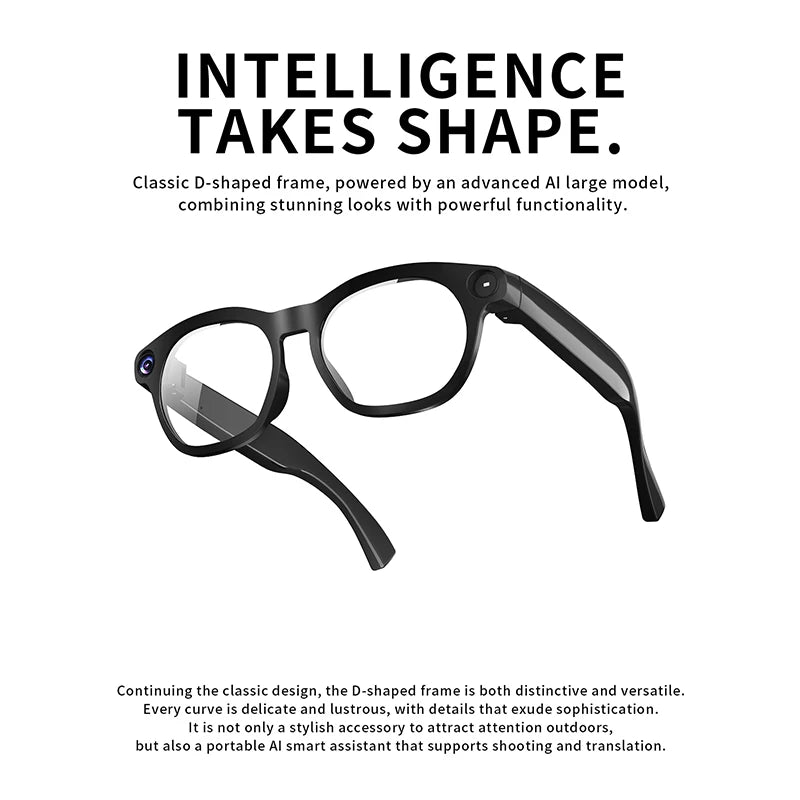 AI Smart Glasses 8MP 4K Photo Video HD Camera High Definition Shooting Recording Translation Recognition 290mAh Smart Glasses