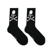Hip Hop Skateboard Original Design Black White Skull Socks Personality Street Hip Hop Sports Middle Tube Cotton Women's Socks