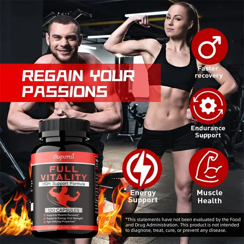 Full Vitality HGH Supplement for Men and Women - Support Muscle Growth & Healthy Levels of Human Growth Hormone