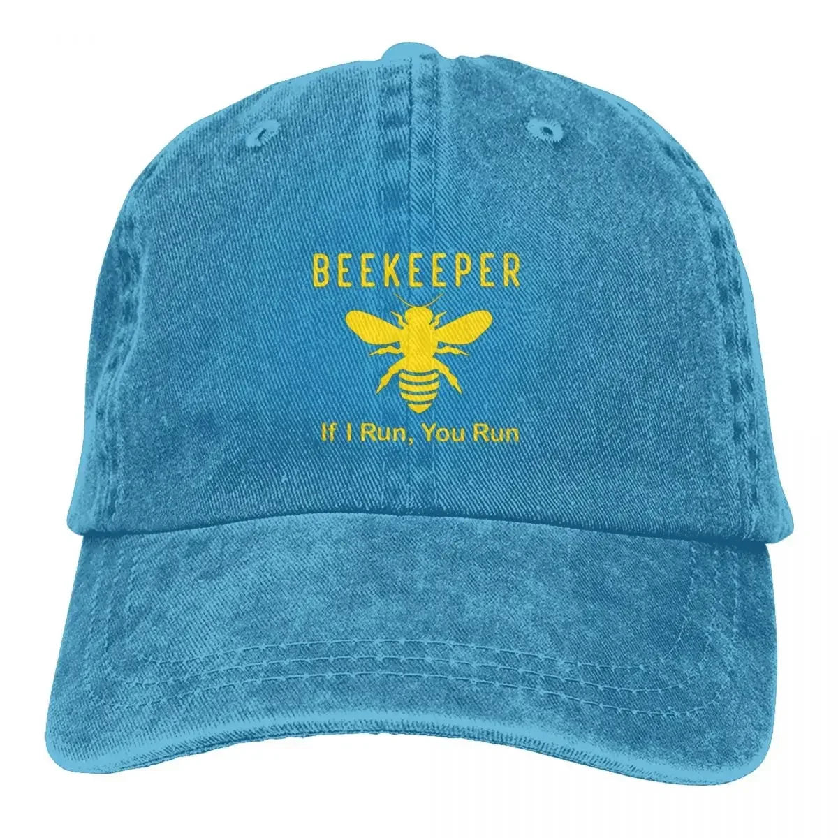 Beekeeper If I Run You Run Baseball Cap Funny Beekeeping Outdoor Fashion Hip Hop Hats Fashion Printed Washed Baseball Caps