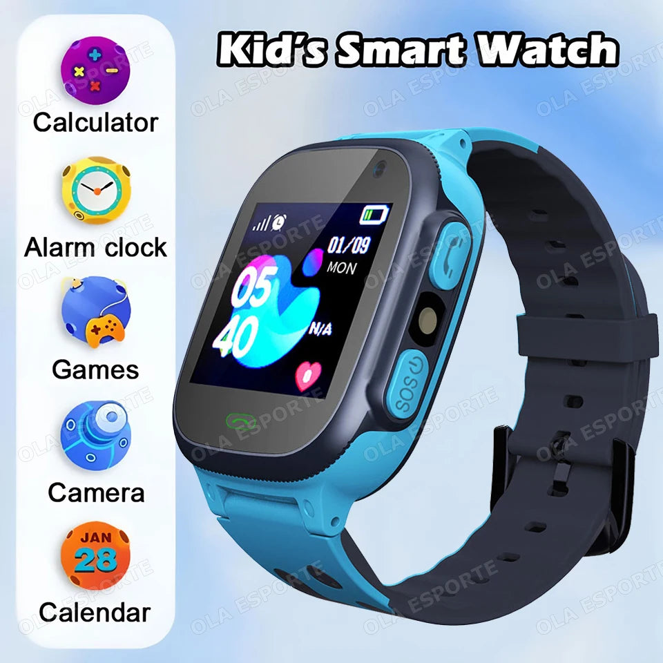 Children Smartwatch SIM Card Two-way Call SOS LBS GPS Location Waterproof Camera Flashlight Kids Smart Watch Student Gifts HT30