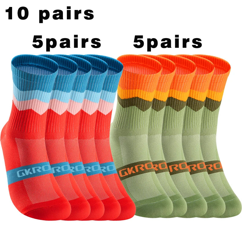 GKRQ 10 pairs  Professional Cycling Socks Breathable Road Bicycle Socks Men Women Outdoor Sports Racing e Compression Cycling Fo