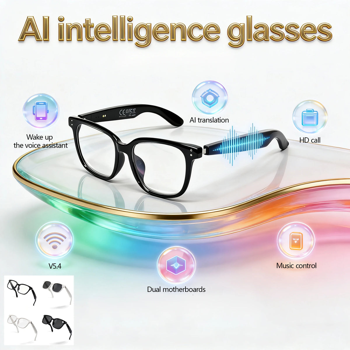 New Smart AI Translation Wireless Glasses with Audio Playback, Suitable for Work, Outdoor Activities, Cycling, and Beach Use