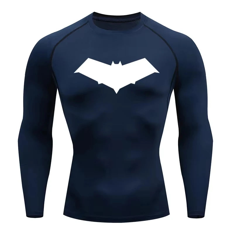 Bat Print Men's Compression T-Shirt Quick Dry Gym Workout Top | Summer Fitness Rashguard for Running & MMA ZY0037