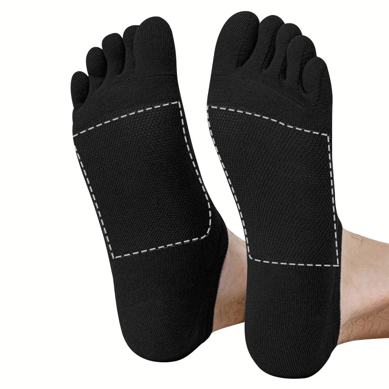5 Pairs Men's Open Toe Boat Socks Breathable Invisible Ankle Short Socks Elastic Men Five Finger Socks Silicone Anti-slip Sports