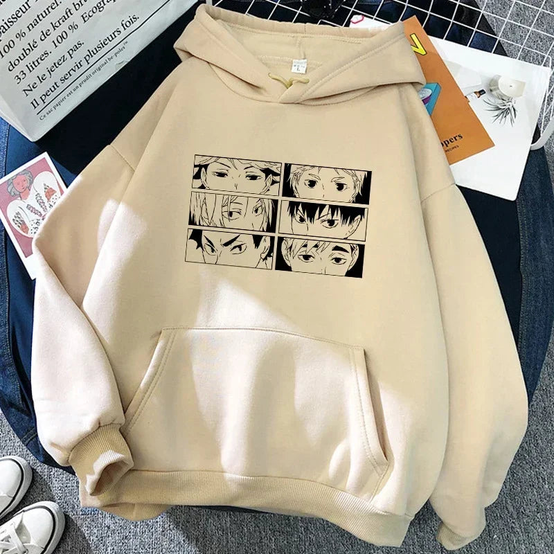 90s Japanese Anime Haikyuu Hoodies Women Funny Karasuno Fly High Graphic Streetwear  Fashion Male Sweatshirts Unisex Harajuku