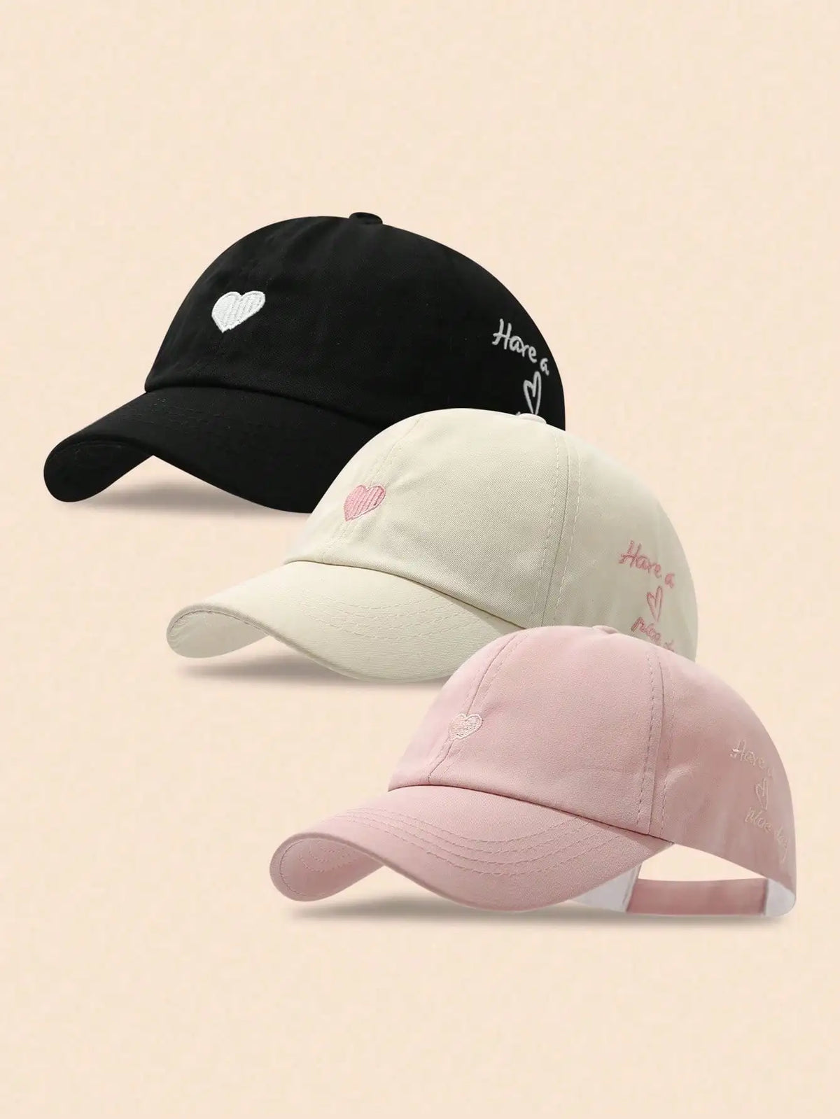 Women's Heart Embroidery Ponytail Hole Top Baseball Cap, Versatile Sun Visor Hat For Summer