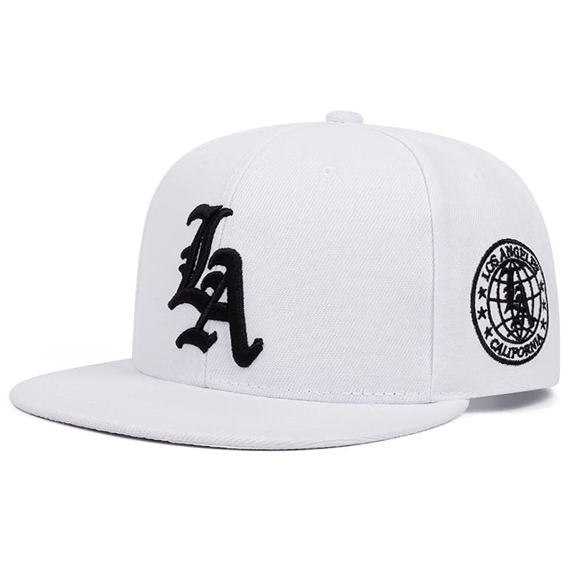 2026 New Los Ange Earth Letter Embroidered Cotton Flat Edge Hat Women Simple Baseball Hat Sunshade Hat Men's Outdoor HipHop Hat