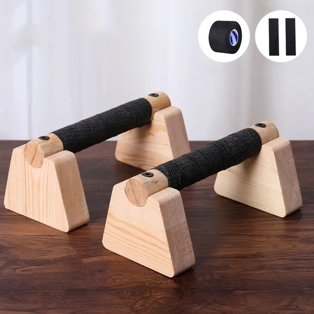1 Pair Street Fitness Push Up Bar Thickened Handle Solid Wood Push-up Rack Triceps Non-slip Home Exercise Equipment Gym